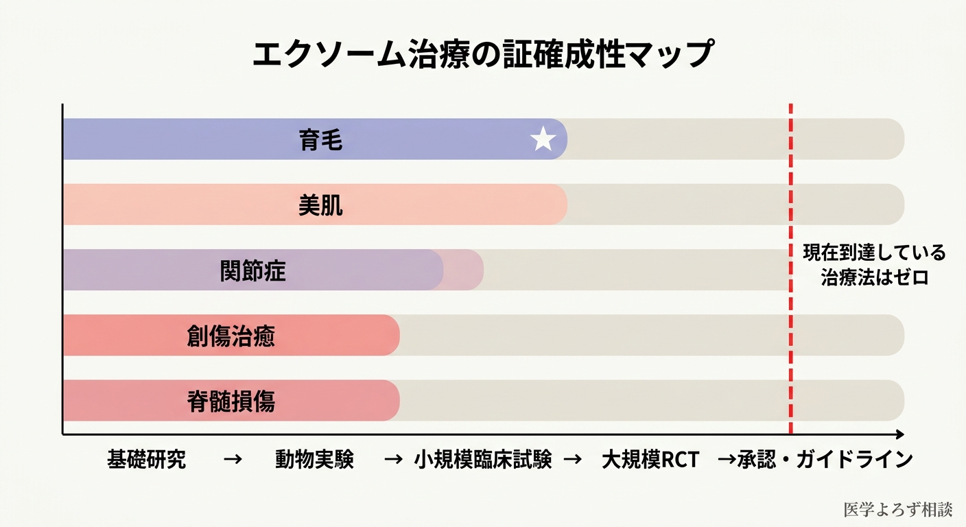 エクソソーム治療の領域別エビデンス成熟度マップ