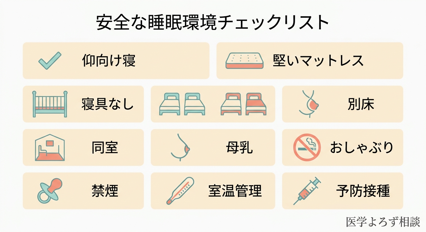 赤ちゃんの安全な睡眠環境チェックリスト10項目の図解