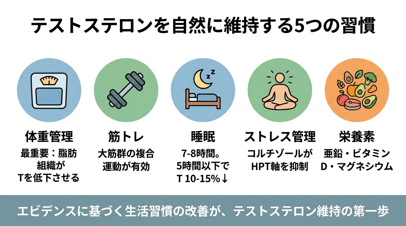 テストステロンを自然に維持する生活習慣